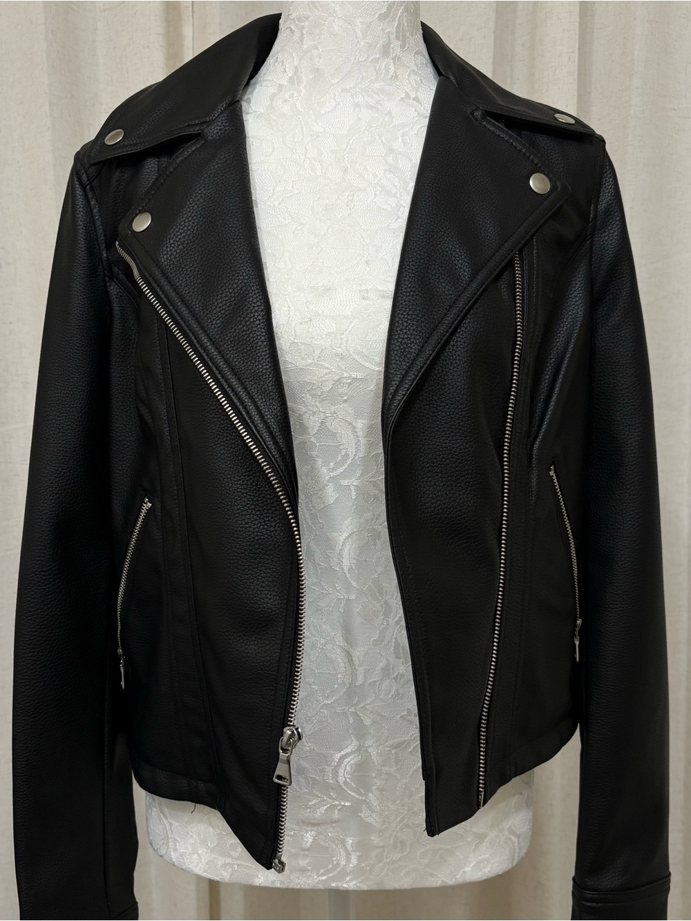 Express Black Faux Leather Moto Jacket - Women